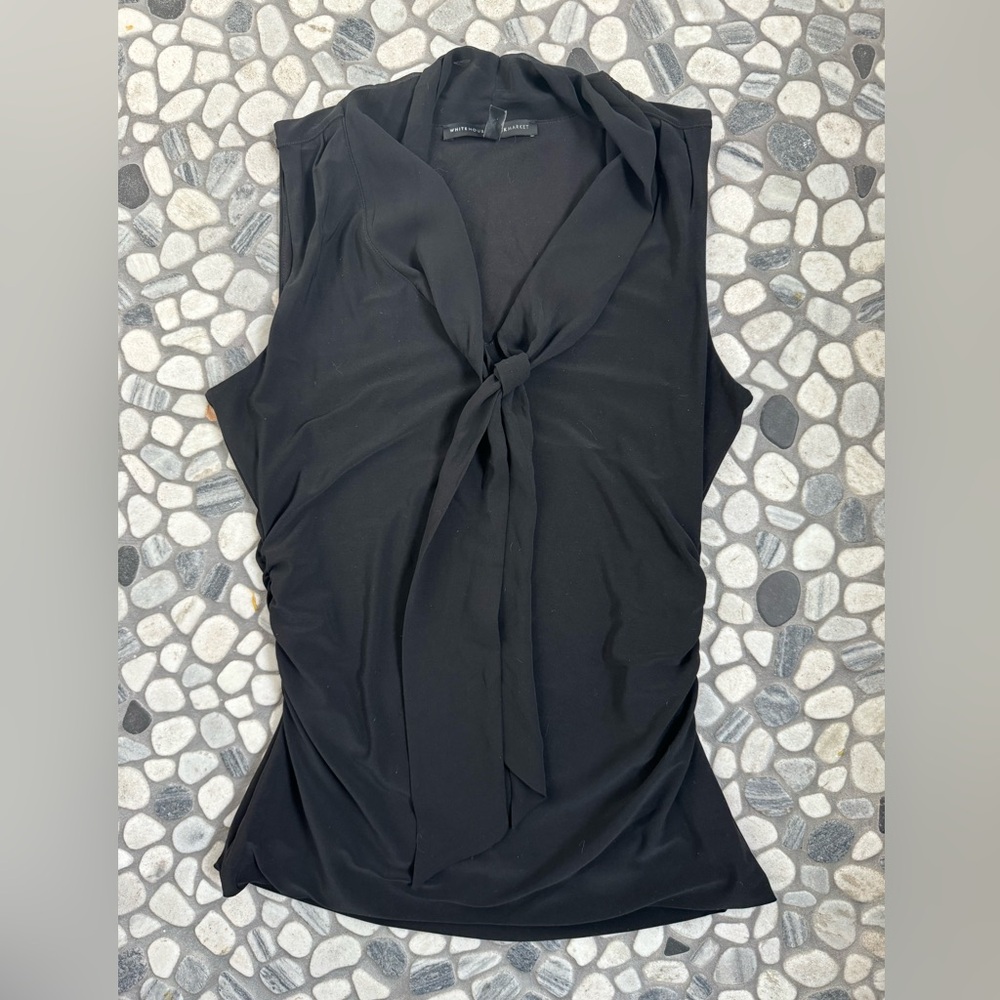 White House Black Market Black Tie-Front Blouse